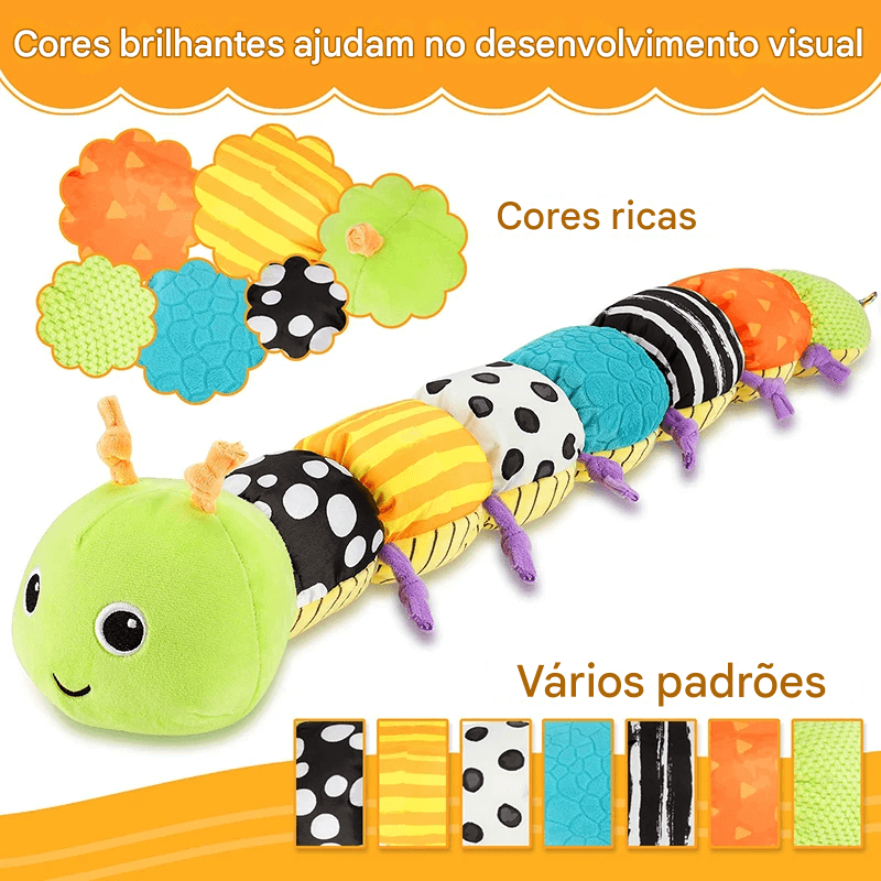 Chocalho Musical Baby - Lagarta Macia Pelúcia para Bebês