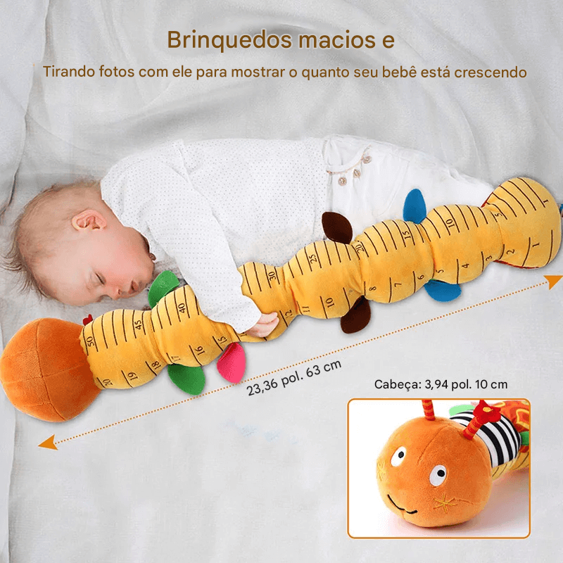 Chocalho Musical Baby - Lagarta Macia Pelúcia para Bebês