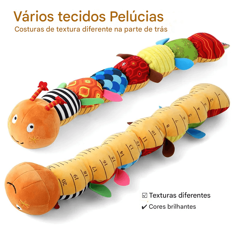 Chocalho Musical Baby - Lagarta Macia Pelúcia para Bebês