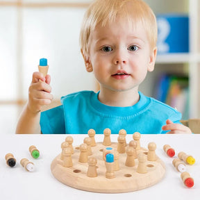 Jogo da Memória Tabuleiro das Cores Brinquedo Educativo de Madeira